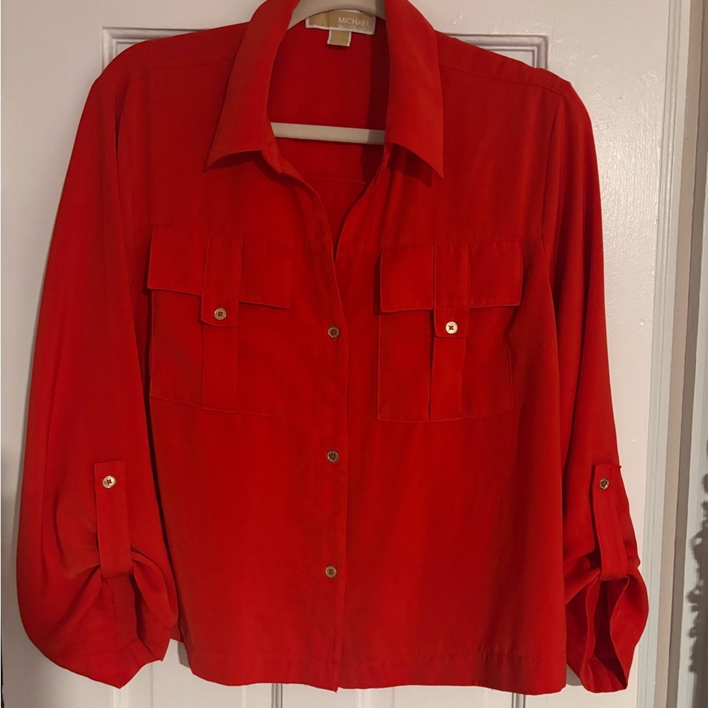 Michael Kors Red Button-Up Shirt